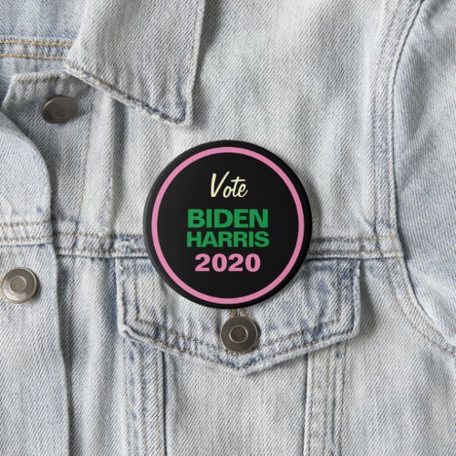 Pink Green Black BIDEN HARRIS 2020 Retro Round Button