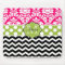 Pink Green Black Dots Damask Personalized Mousepad