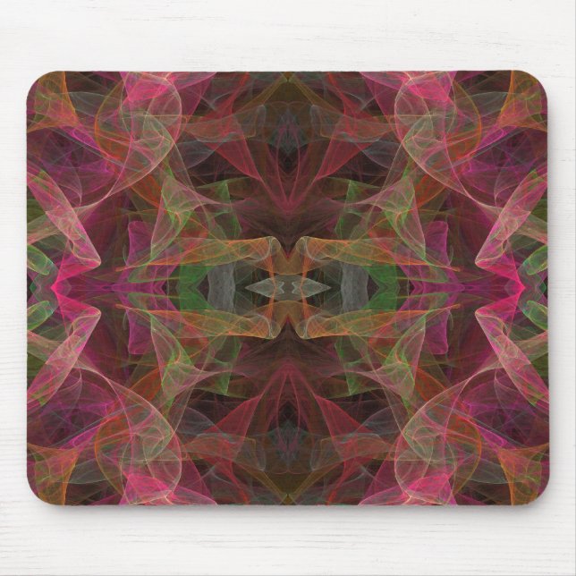 Pink, Green & Black Fractal Mousepad (Front)