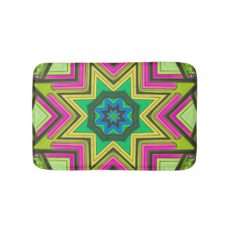 Pink Green Blue Abstract Bath Mat