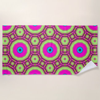 Pink Green Blue Abstract Beach Towel