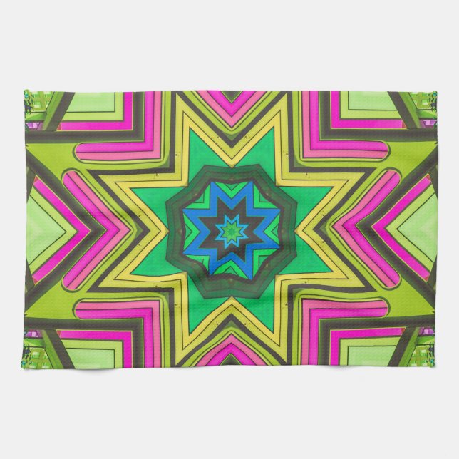 Pink Green Blue Abstract Kitchen Towel (Horizontal)