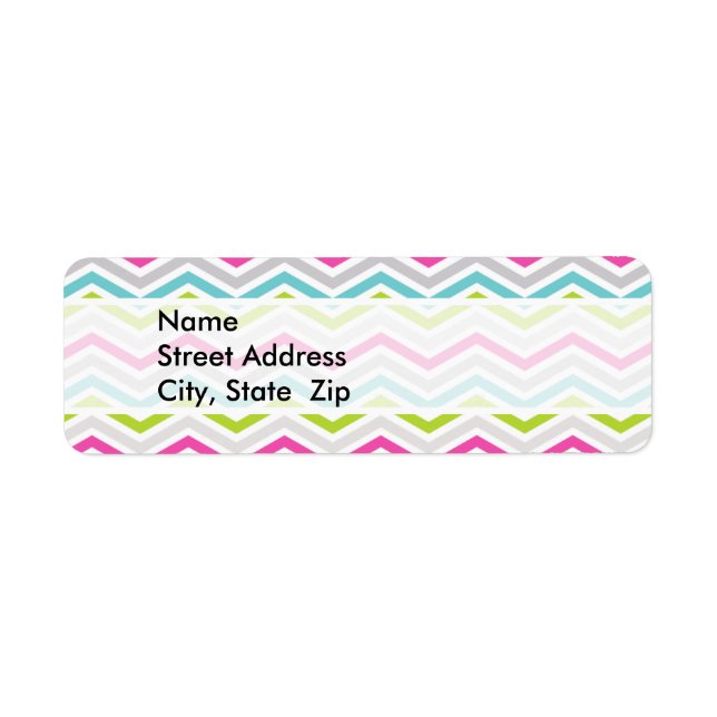 Pink, Green, Blue and White Chevron Stripes Label (Front)