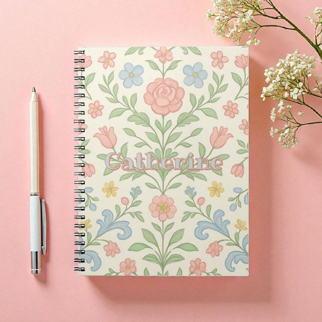 Pink Green Blue Floral Grandmillennial Notebook (Creator Uploaded)