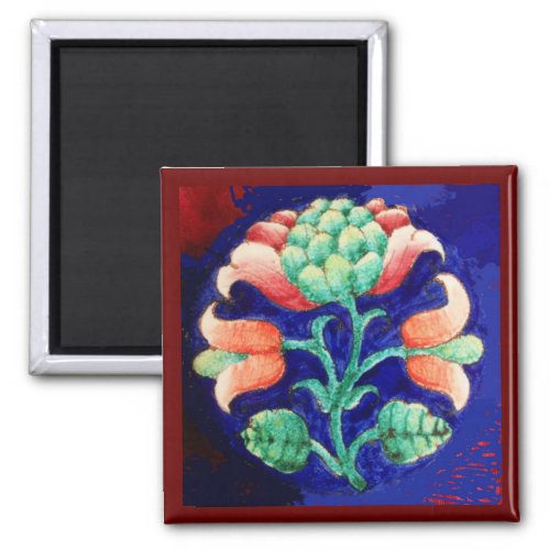 PINK GREEN BLUE FLORAL MAGNET