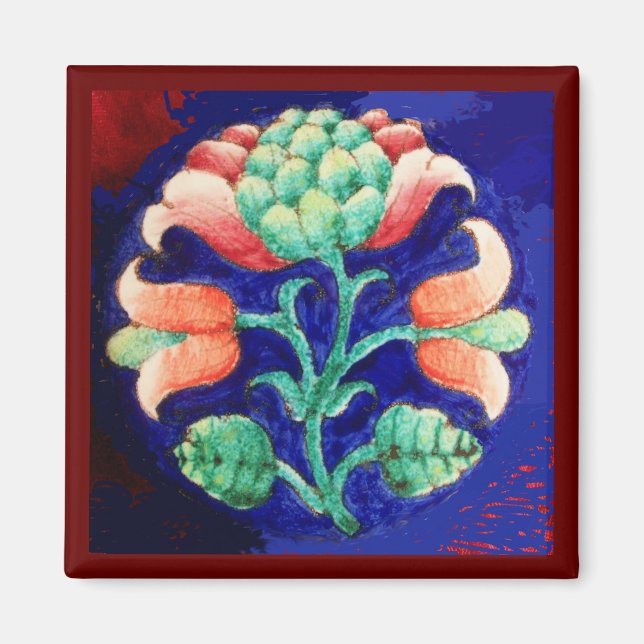 PINK GREEN BLUE FLORAL MAGNET (Front)