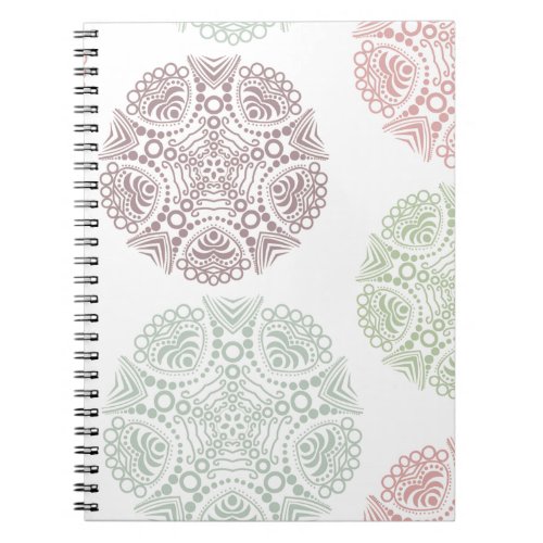 Pink green blue pastel color mandala pattern notebook