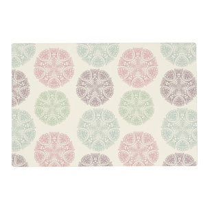 Pink green blue pastel color mandala pattern placemat