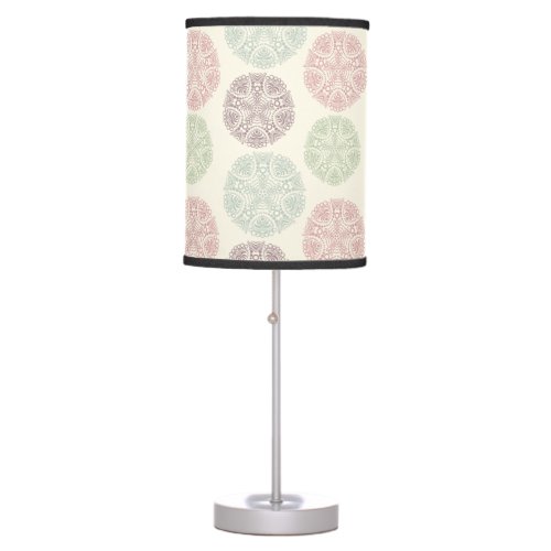 Pink green blue pastel color mandala pattern table lamp