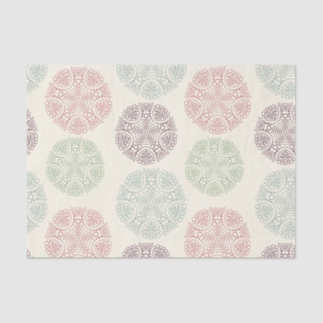 Pink green blue pastel color mandala pattern tissue paper (Front)