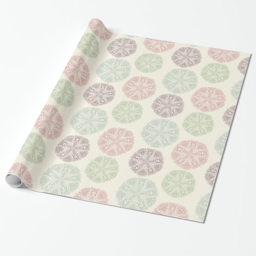 Pink green blue pastel color mandala pattern wrapping paper