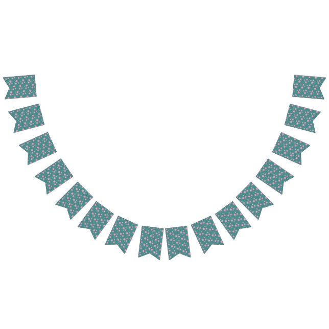 Pink Green Blue Teal Stars Modern design Bunting Flags (All)