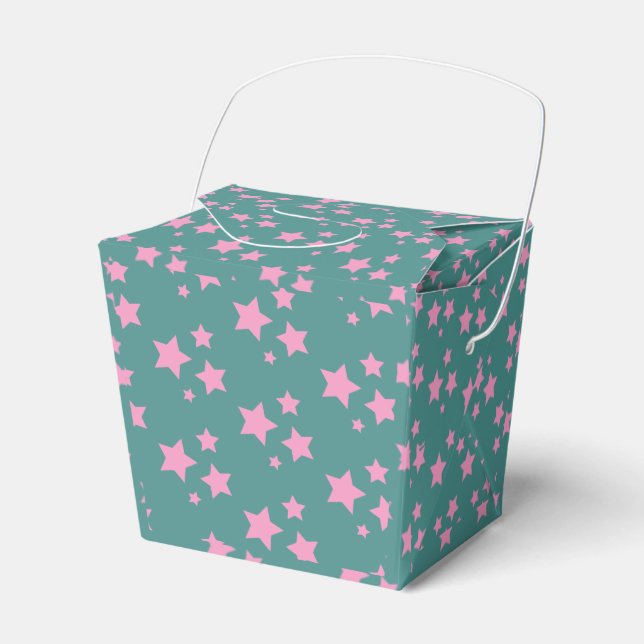 Pink Green Blue Teal Stars Modern design Favor Boxes (Front Side)