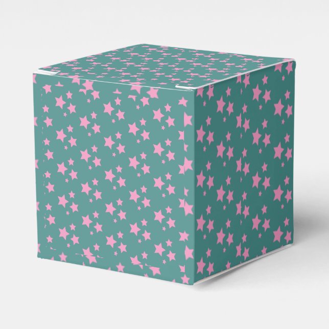 Pink Green Blue Teal Stars Modern design Favor Boxes (Front Side)