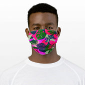 Pink Green Blue Tropical Plants Adult Cloth Face Mask (Worn)