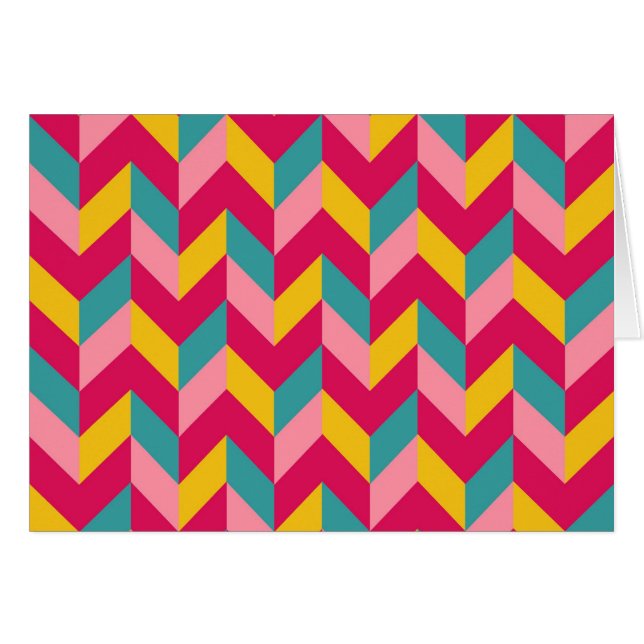 Pink Green Blue Yellow Herringbone Chevron Pattern Cards (Front Horizontal)