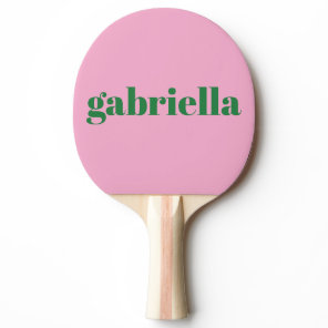 Pink Green Bold Typography Personalized Name Ping Pong Paddle