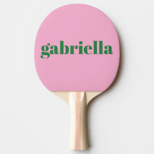 Pink Green Bold Typography Personalized Name Ping Pong Paddle