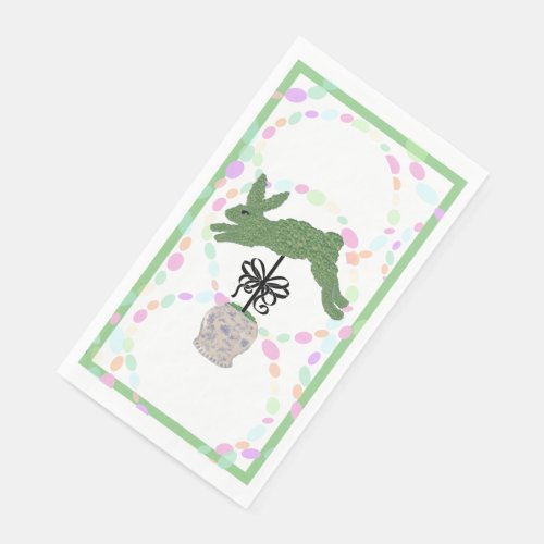 Pink Green Bunny Rabbit Eggs Topiary  Napkins