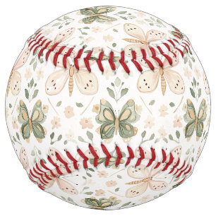 Pink Green Butterflies Softball