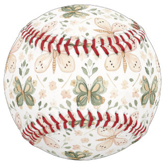 Pink Green Butterflies Softball