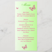 Pink Green Butterfly Floral Menu Card (Back)