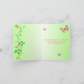 Pink Green Butterfly Floral Thank You Note Card (Inside)