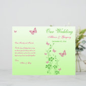 Pink, Green Butterfly Floral Wedding Program (Standing Front)