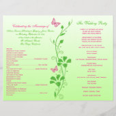 Pink, Green Butterfly Floral Wedding Program (Back)