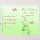 Pink, Green Butterfly Floral Wedding Program (Front/Back)