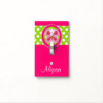 Pink Green Butterfly Personalized Light Switch Cover