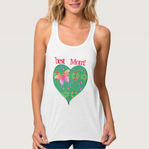 Pink Green Butterfly Rose Heart wText T_Shirt Tank Top