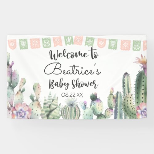 Pink Green Cactus Taco Bout A Baby Shower RSVP Banner
