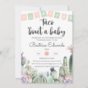 Pink Green Cactus Taco Bout A Baby Shower RSVP Invitation