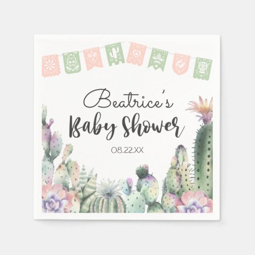 Pink Green Cactus Taco Bout A Baby Shower RSVP Napkins
