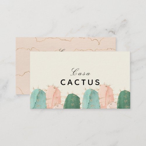 Pink  Green Cactus Vacation Rentals Airbnb Business Card