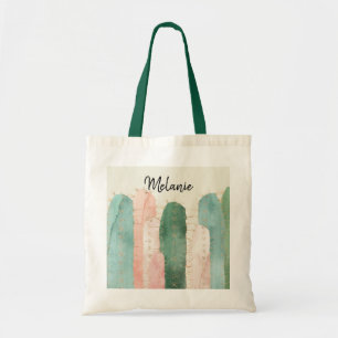Pink & Green Cactus Watercolor Tote Bag