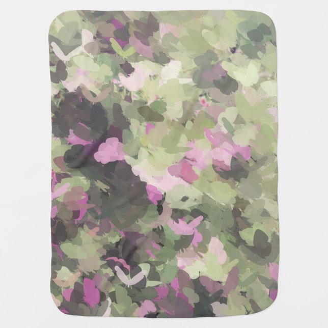 Pink & Green Camo Baby Blanket (Front)