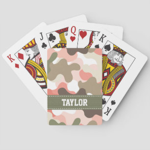 Pink Green Camo Camouflage Bicycle® Playing Cards