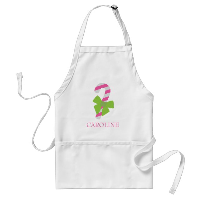 Pink & Green Candy Cane Christmas Apron (Front)