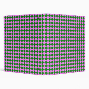 Pink Green Checker Diamond Pattern 3 Ring Binder