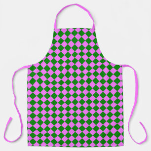Pink Green Checker Diamond Pattern Apron