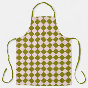 Pink Green Checker Diamond Pattern Apron