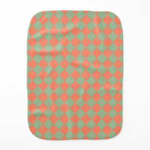 Pink Green Checker Diamond Pattern Baby Burp Cloth