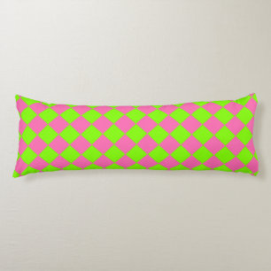 Pink Green Checker Diamond Pattern Body Pillow