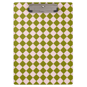 Pink Green Checker Diamond Pattern Clipboard