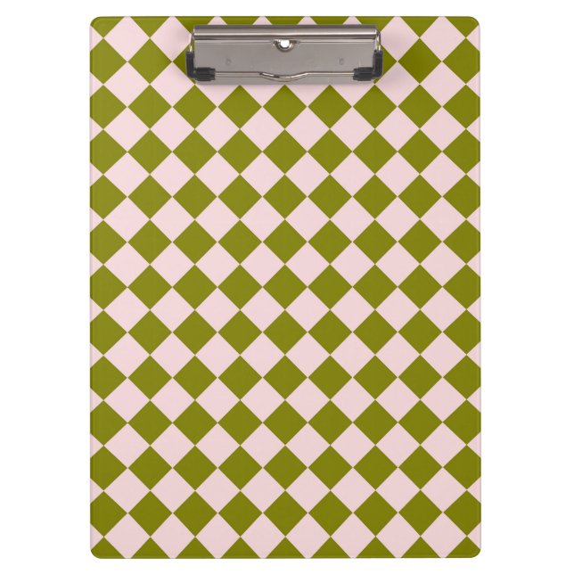 Pink Green Checker Diamond Pattern  Clipboard (Front)