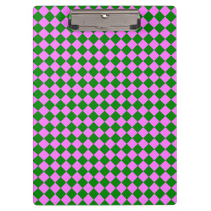 Pink Green Checker Diamond Pattern Clipboard