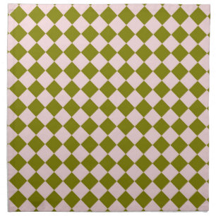 Pink Green Checker Diamond Pattern Cloth Napkin