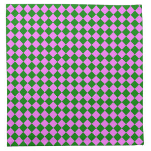 Pink Green Checker Diamond Pattern Cloth Napkin